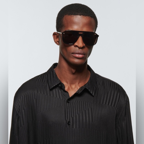 Saint Laurent Eyewear Aviator Sunglasses Unisex SL 596 Dune Acetate in Black - Picture 2 of 16